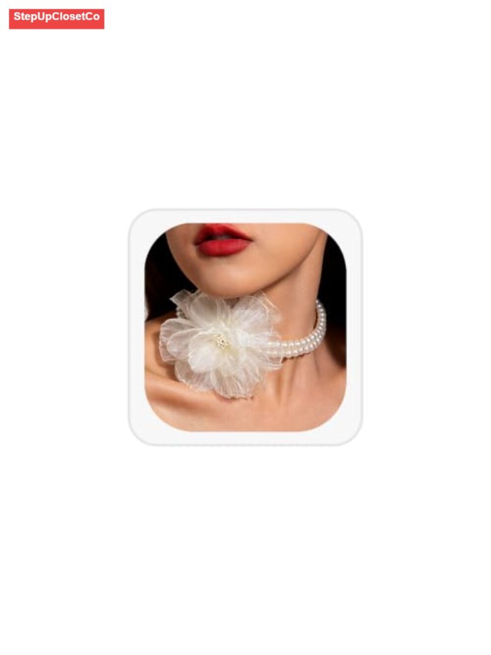 Pearl Flower Choker Necklace for Women Layered Floral Pearls Bridal Jewelry